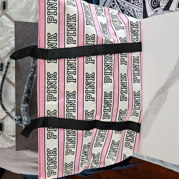 PINK Victoria's Secret Logo Tote Pink and Black NEW - Picture 6 of 13